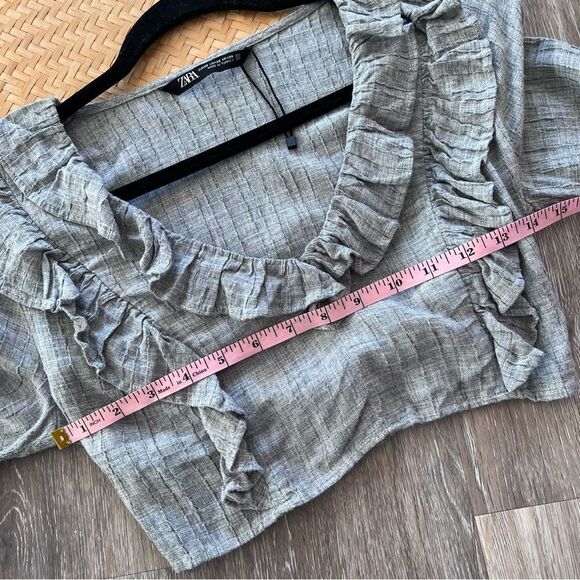 Zara gray‎ ruffled cropped peasant blouse Victorian - Picture 8 of 8
